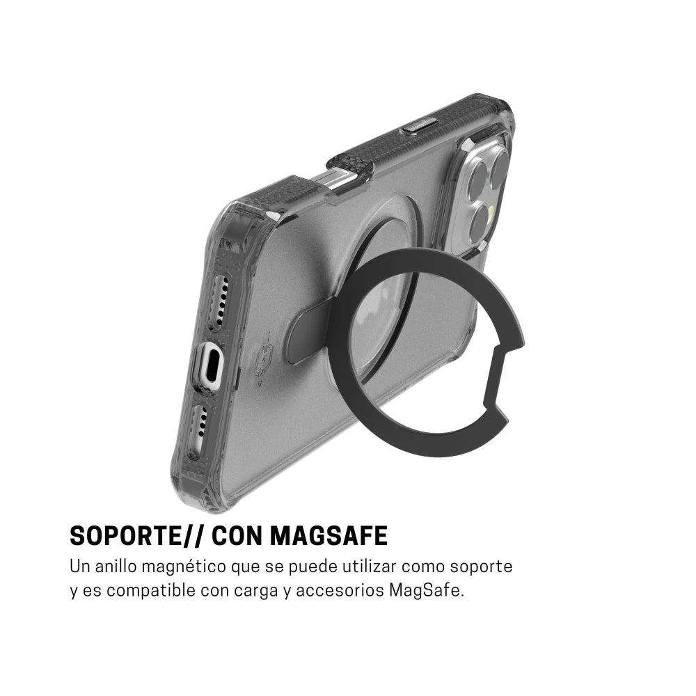Case ItSkins Hybrid R Vapor Stand con MagSafe para iPhone 16 Pro Max - Negro