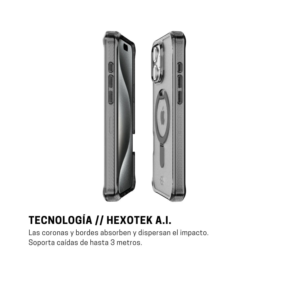 Case ItSkins Hybrid R Vapor Stand con MagSafe para iPhone 16 Pro Max - Negro