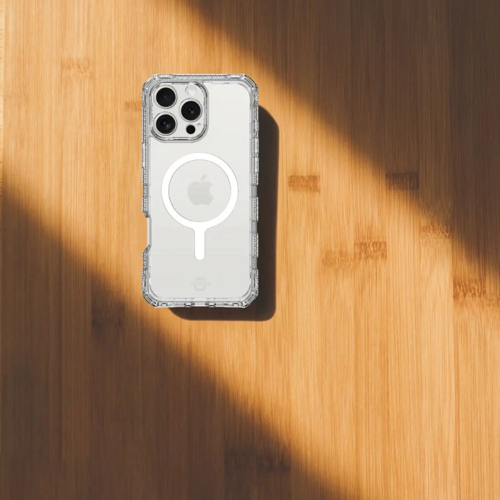 ItSkins Supreme R Clear con MagSafe para iPhone 16 Pro - Estampado Blanco Transparente