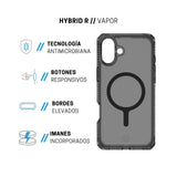 Case ItSkins Hybrid R Vapor con MagSafe para iPhone 16 - Negro