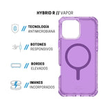 Case ItSkins Hybrid R Vapor con MagSafe para iPhone 16 Pro - Morado