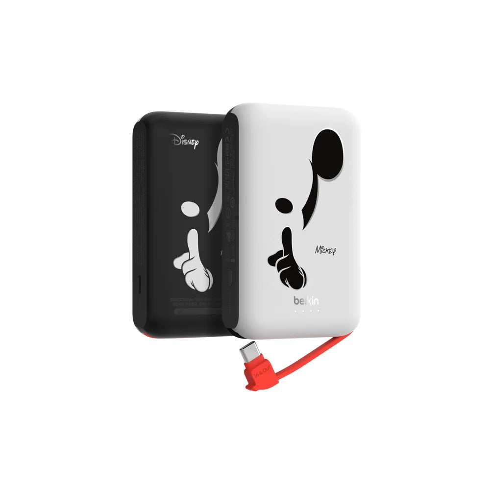 Bateria Externa Belkin 10K con Cable USB-C Integrado 20W Mickey  - Negro
