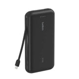 Batería Externa Belkin 20K Cable USB-C Integrado Puertos USB-A y USB-C 30WPD - Negro
