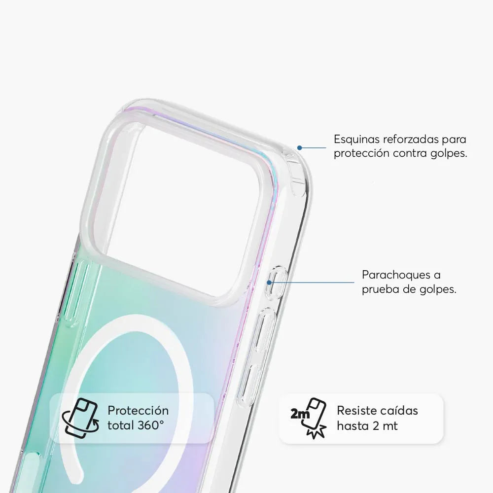 Case NCO SafeCase Clear con MagSafe para iPhone 17 - Arcoiris