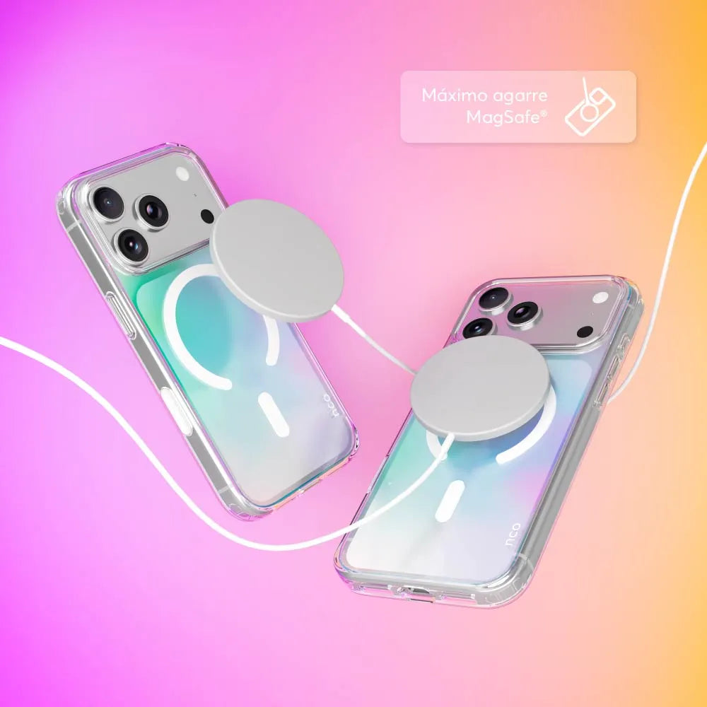 Case NCO SafeCase Clear con MagSafe para iPhone 17 - Arcoiris