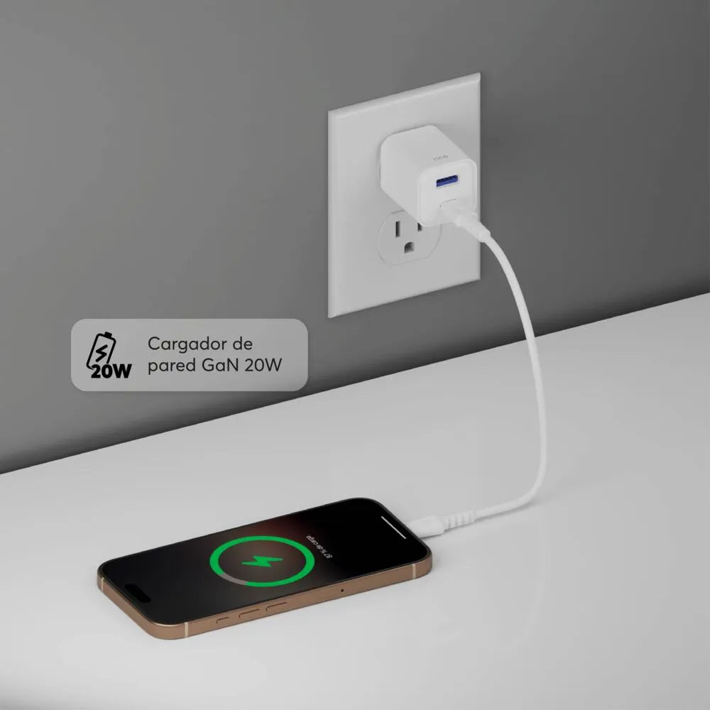 Cargador de Pared NCO PowerPlug Mini 20W USB-A + USB-C - Blanco