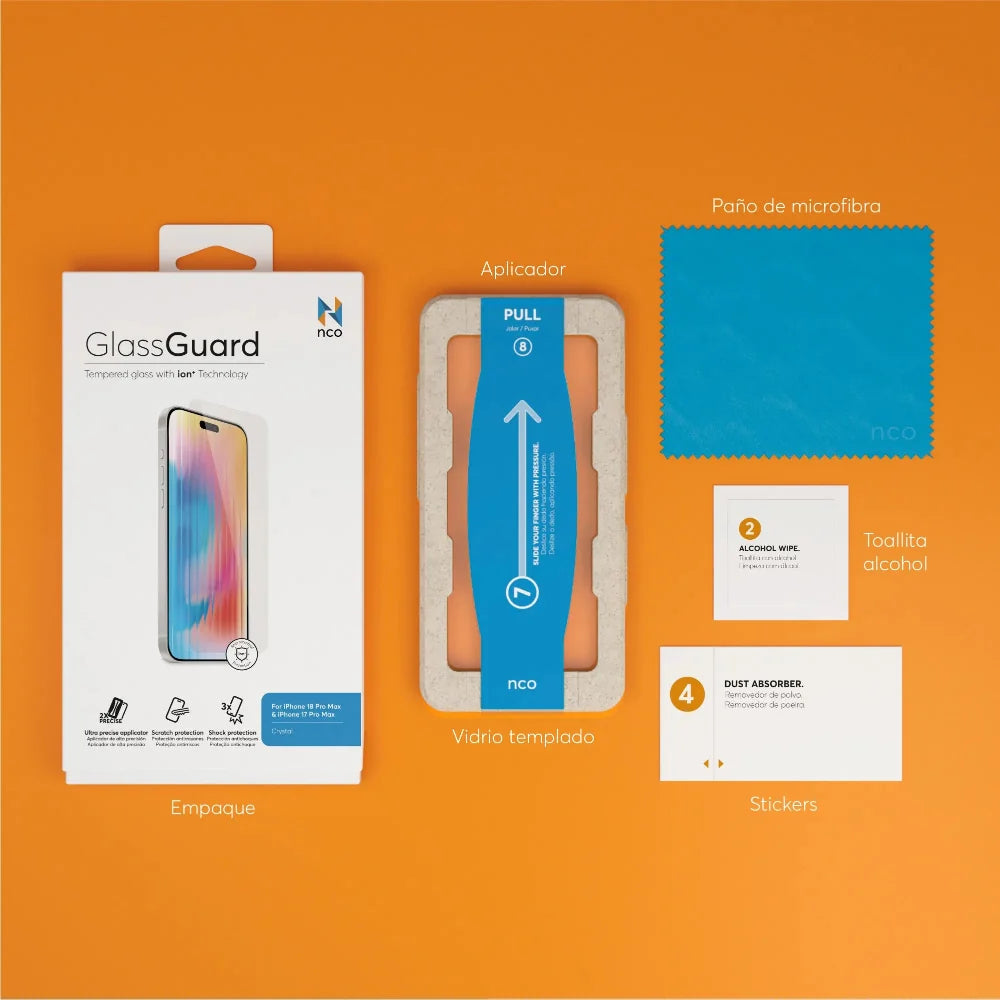 Protector_de_Pantalla_NCO_GlassGuard_ion+_para_iPhone_18_Pro_Max_Transparente_Imagen_posicion_8_iShop_El_Salvador