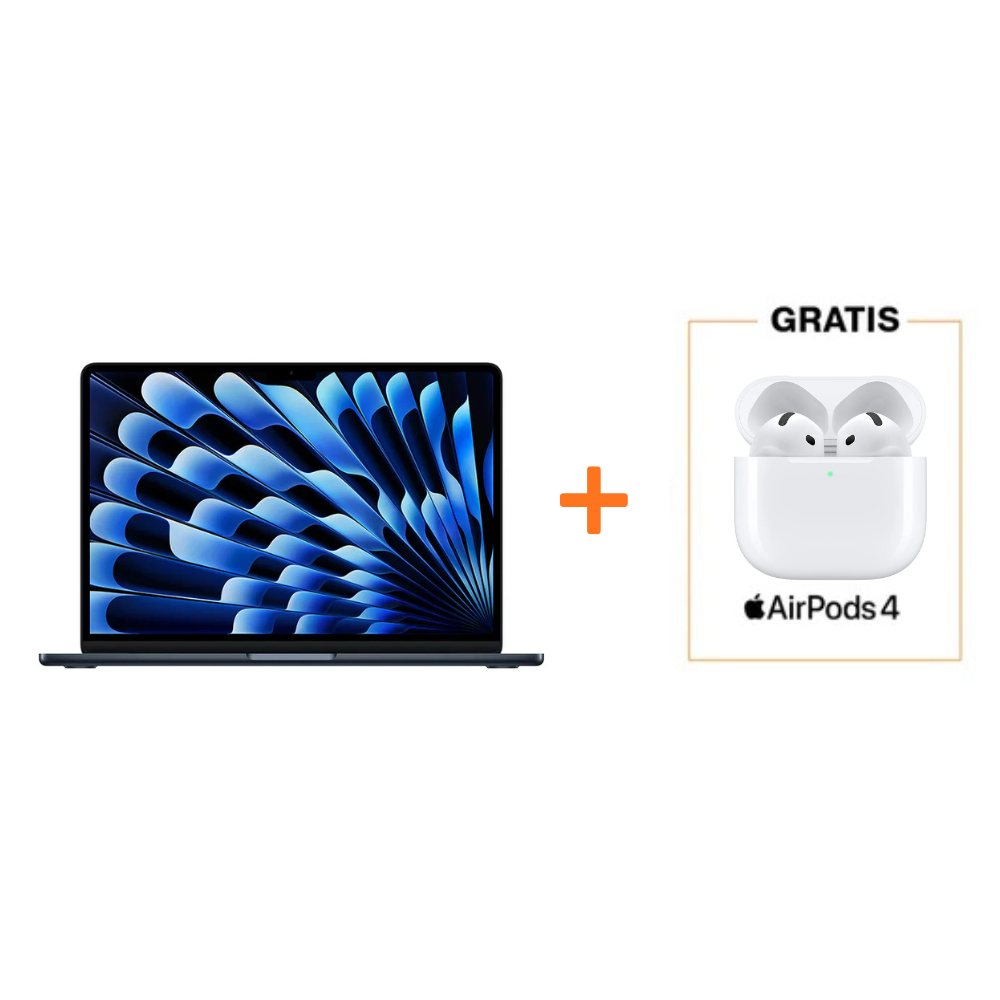 MacBook Air 13 Chip M4 - 512GB - RAM 16GB - Medianoche + AirPods (4ta Gen) con Cancelación Activa de Ruido
