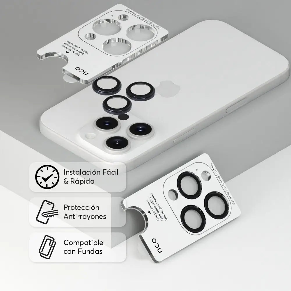 Protector Ring NCO para cámaras de iPhone 16 Pro - Negro