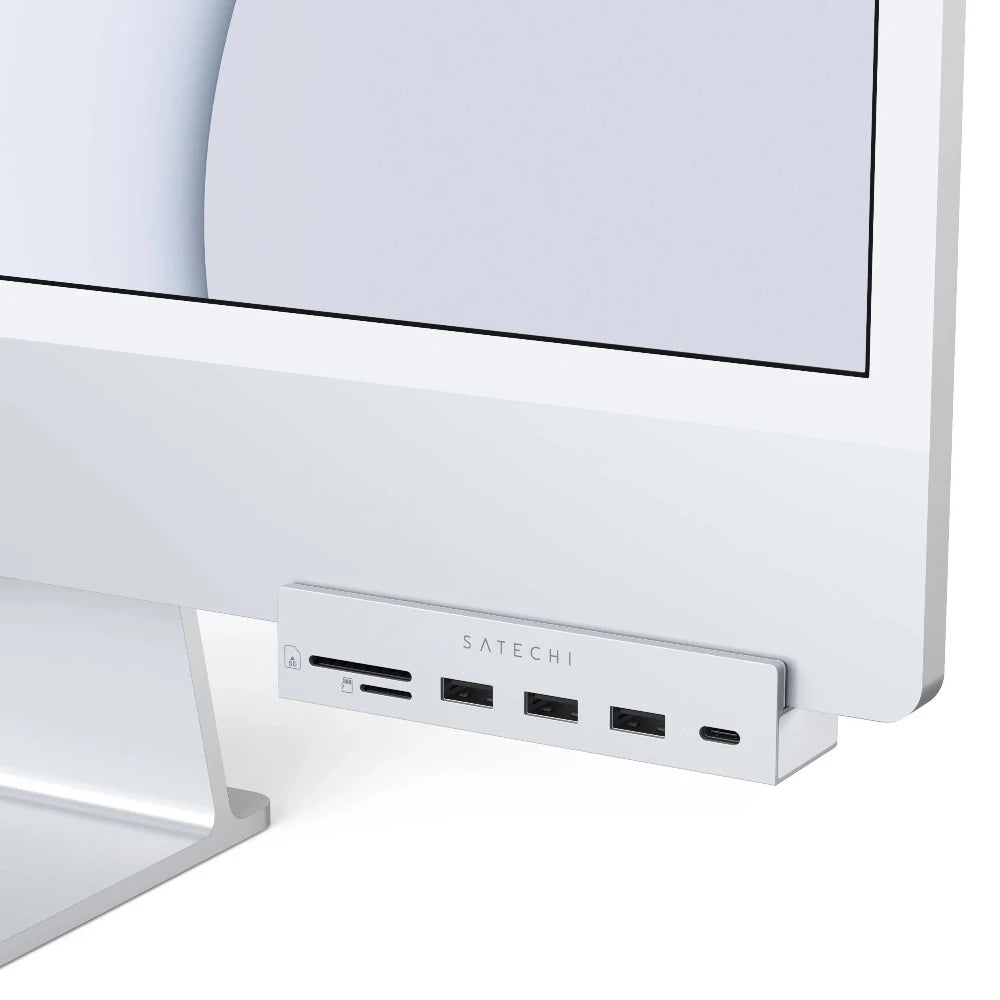 Satechi Hub USB-C con 3 USB/1USB-C/SD/MicroSD para iMac 24 (2021) - Plata