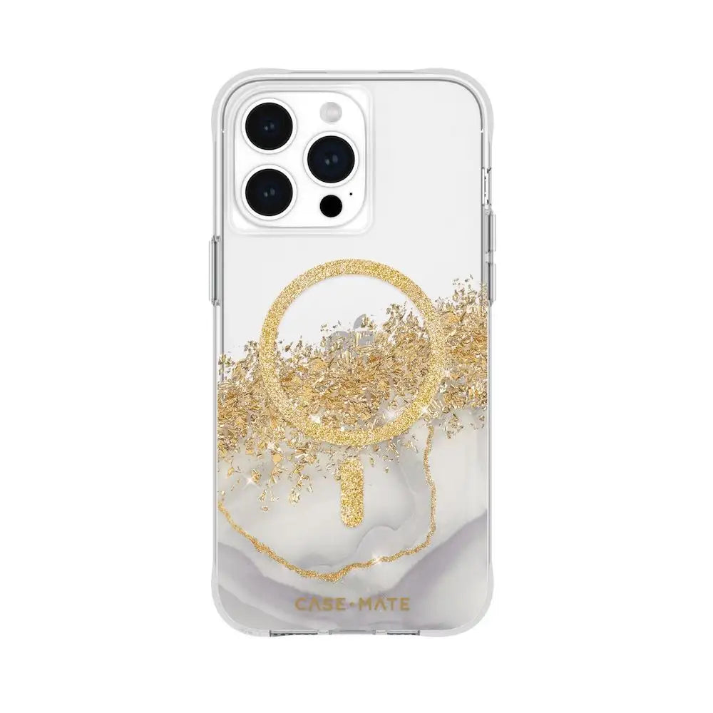 Funda Case Mate Karat Marble con MagSafe para iPhone 15 Pro Max - Transparente/Oro/Mármol