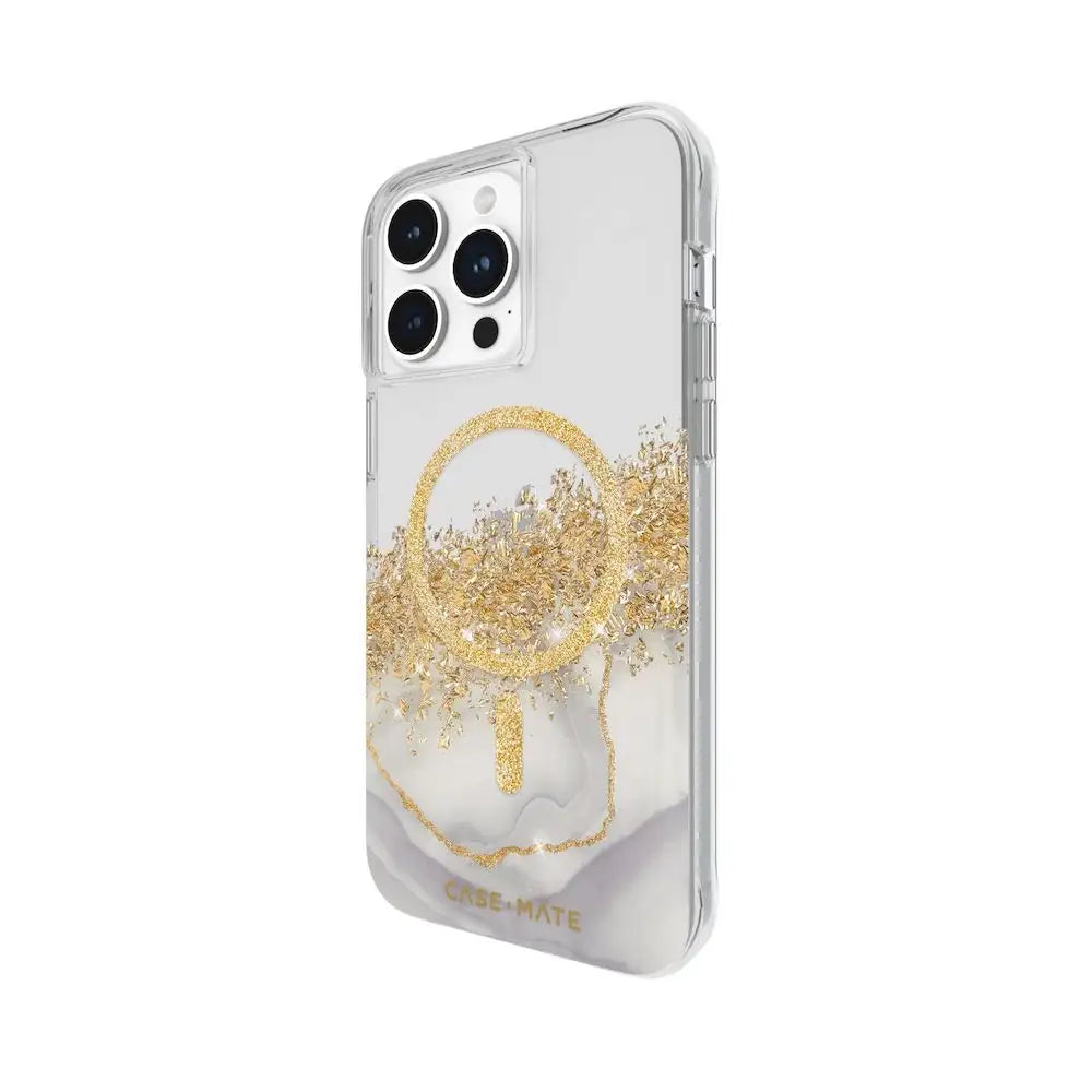 Funda Case Mate Karat Marble con MagSafe para iPhone 15 Pro Max - Transparente/Oro/Mármol