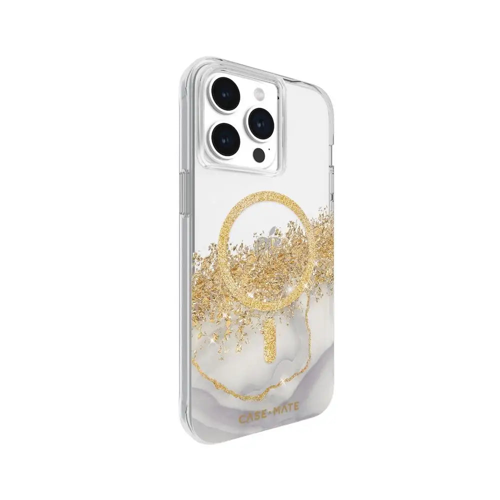 Funda Case Mate Karat Marble con MagSafe para iPhone 15 Pro Max - Transparente/Oro/Mármol