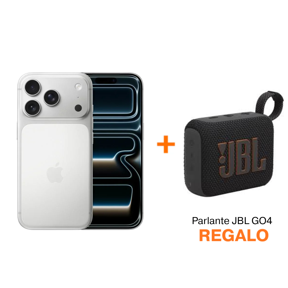 iPhone 17 Pro - 512GB - Color Plata + Parlante JBL Go4 Bluetooth - Negro